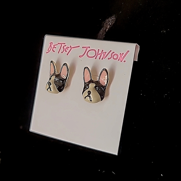 New! BETSEY JOHNSON 3D Sugar Critters Collection French Bulldog Earrings. - Picture 7 of 10